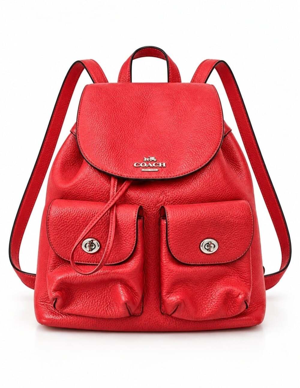 Coach Billie F29008 Red Pebbled Leather Backpack Rucksack Authentic COA